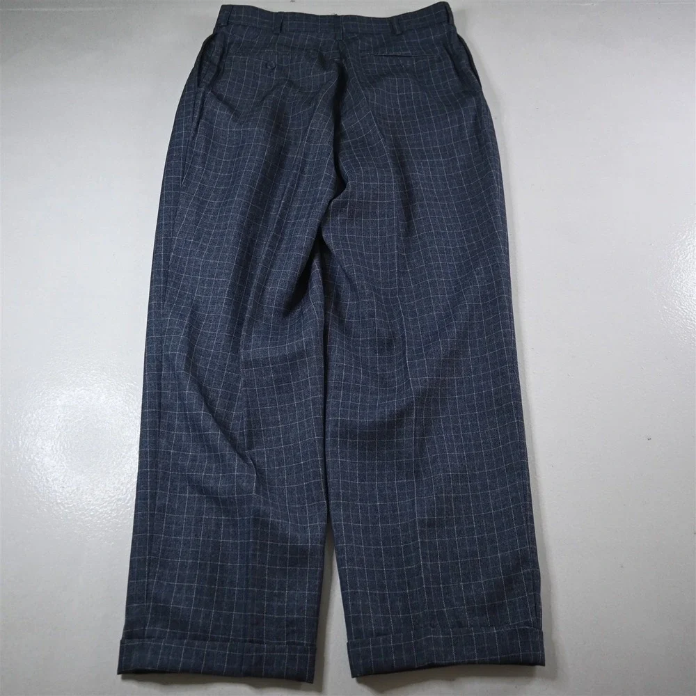 Gianni Vironi 44L 34x32 Blue Windowpane 3 Piece Vest Mens Jacket Pants‎ Suit
